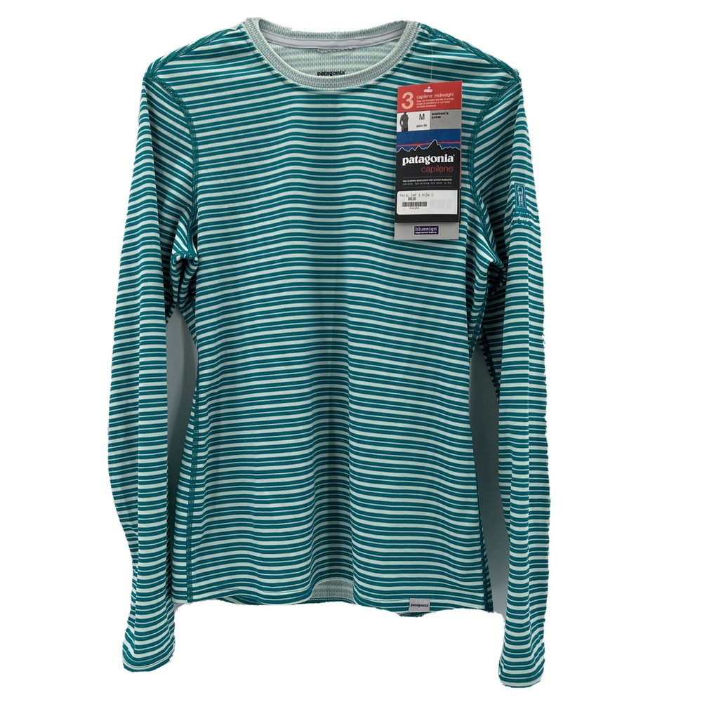 Patagonia Capilene 3 Midweight Baselayer Womens Medium Slim Fit Stripe BG Logo